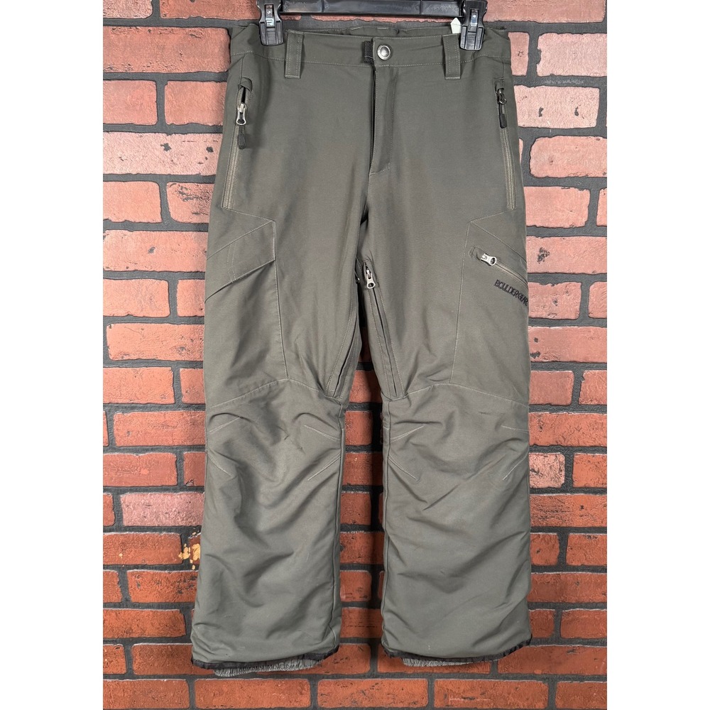 Boulder Gear Cargo Ski‎ Snow Pants Extended Cuffs Green Outdoor Boys Size XL